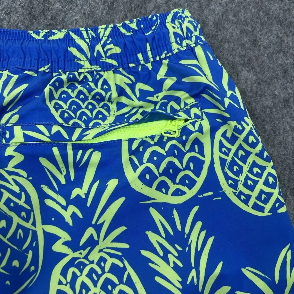 Chubbies Men's Swim Trunks Blue Pineapple Print Mesh Lined Quick Dry Size Medium